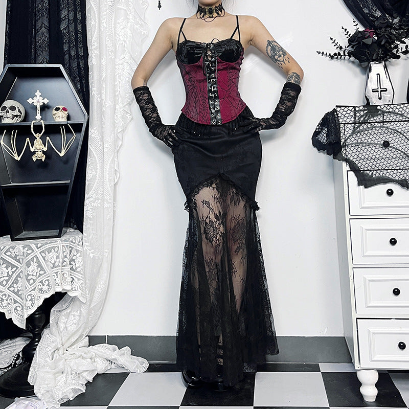 Spider Web Gothic Lace Skirt CF23682
