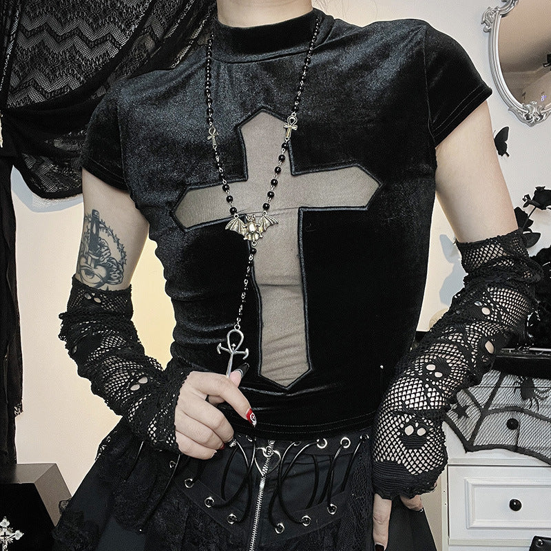 Gothic Sheer Cross Tank Top CF23095
