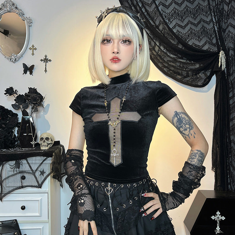 Gothic Sheer Cross Tank Top CF23095