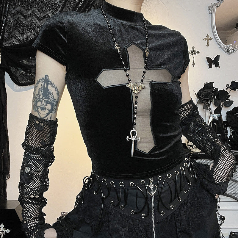 Gothic Sheer Cross Tank Top CF23095