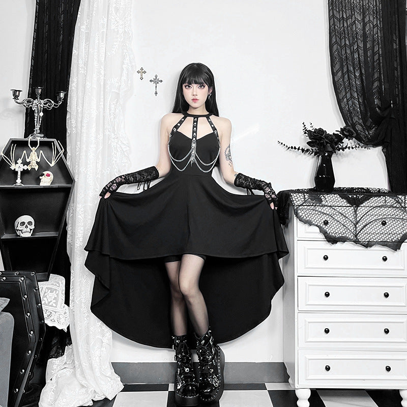 Halter Neck Bodycon Goth Punk Dress YJ24212