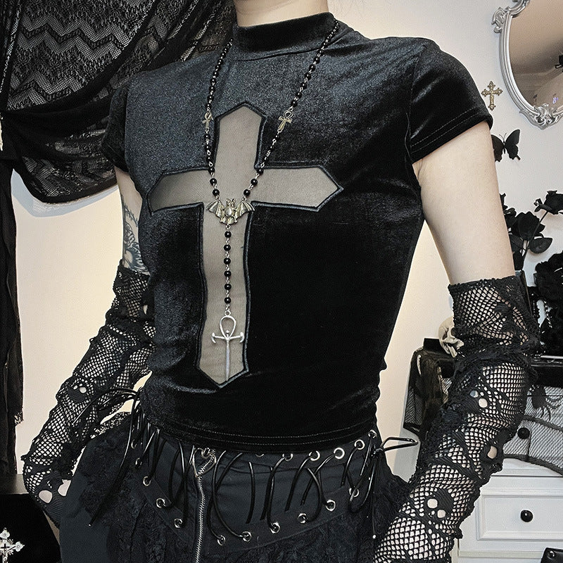 Gothic Sheer Cross Tank Top CF23095