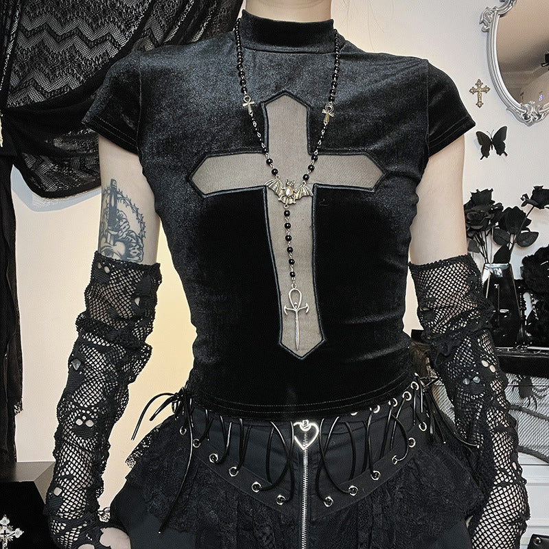 Gothic Sheer Cross Tank Top CF23095