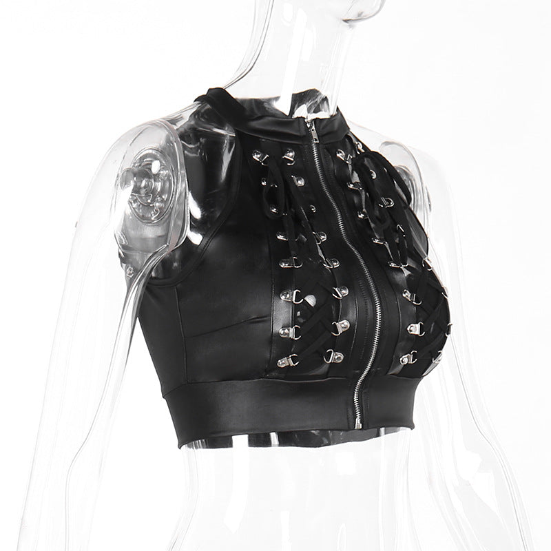 Goth Punk Style Studded Corset Crop Top CF23679