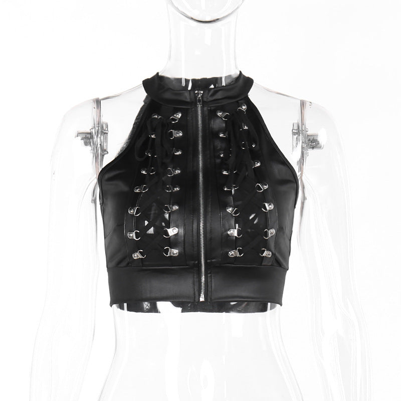 Goth Punk Style Studded Corset Crop Top CF23679