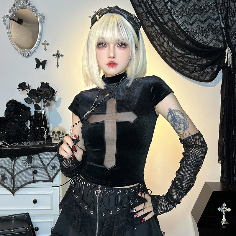 Gothic Sheer Cross Tank Top CF23095