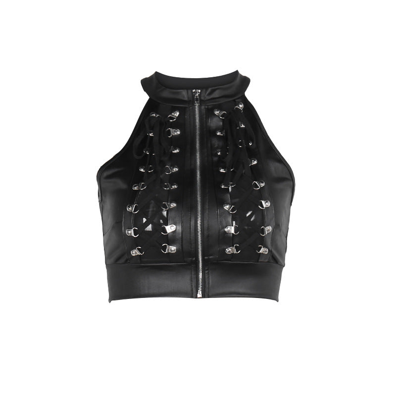 Goth Punk Style Studded Corset Crop Top CF23679