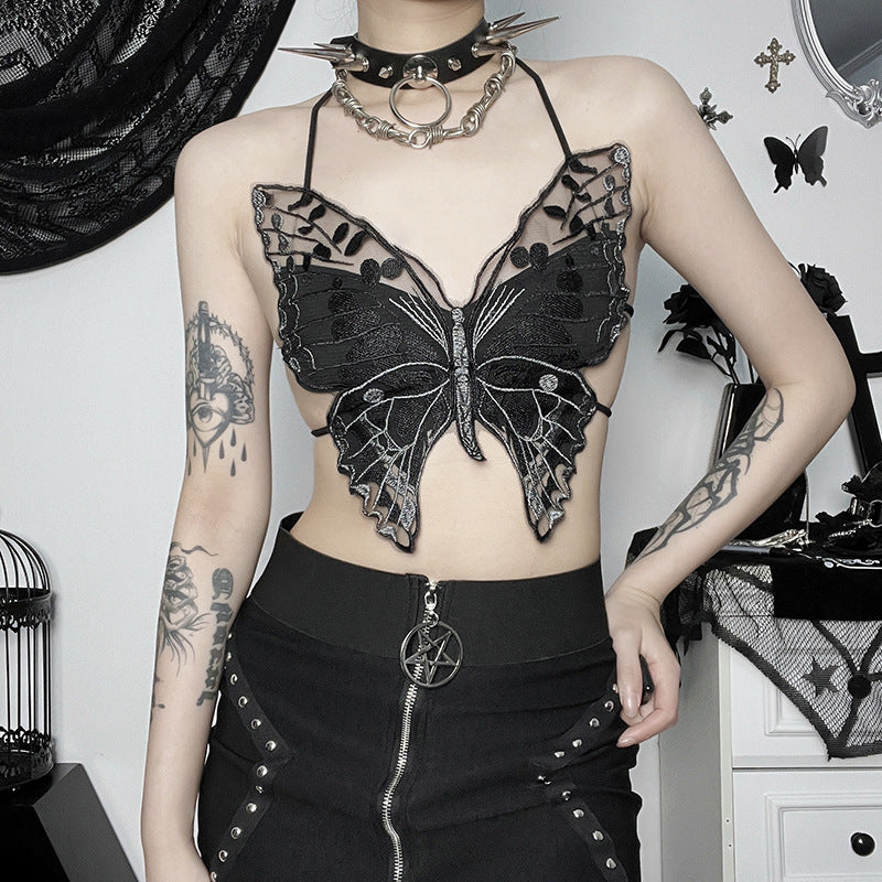Black Butterfly Gothic Lace Camisole Top JY23138