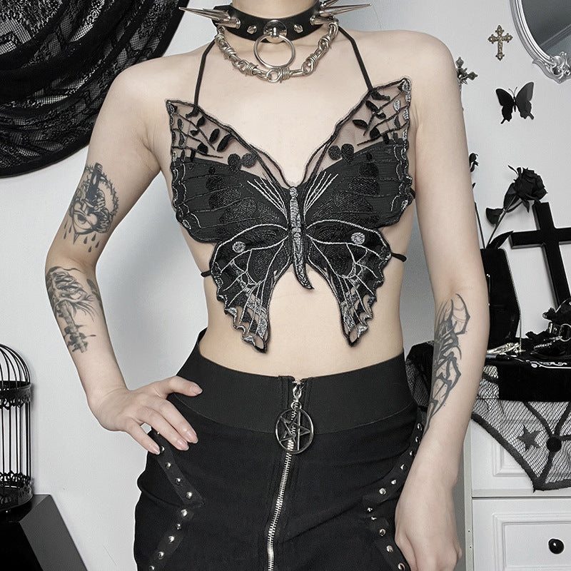Black Butterfly Gothic Lace Camisole Top JY23138