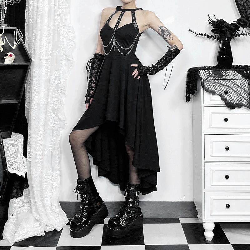Halter Neck Bodycon Goth Punk Dress YJ24212