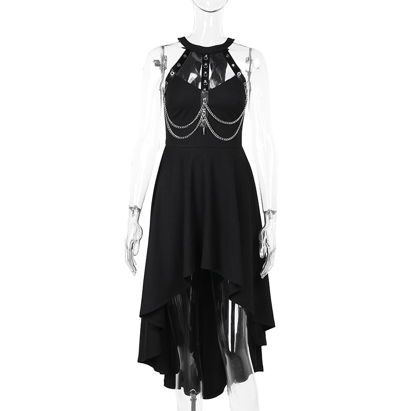 Halter Neck Bodycon Goth Punk Dress YJ24212