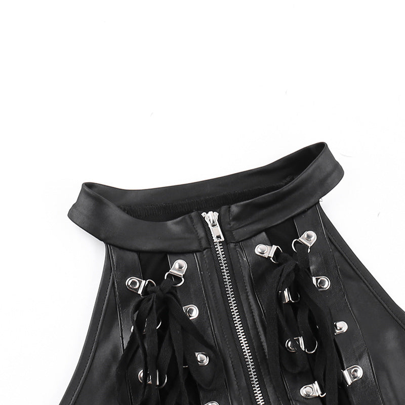 Goth Punk Style Studded Corset Crop Top CF23679