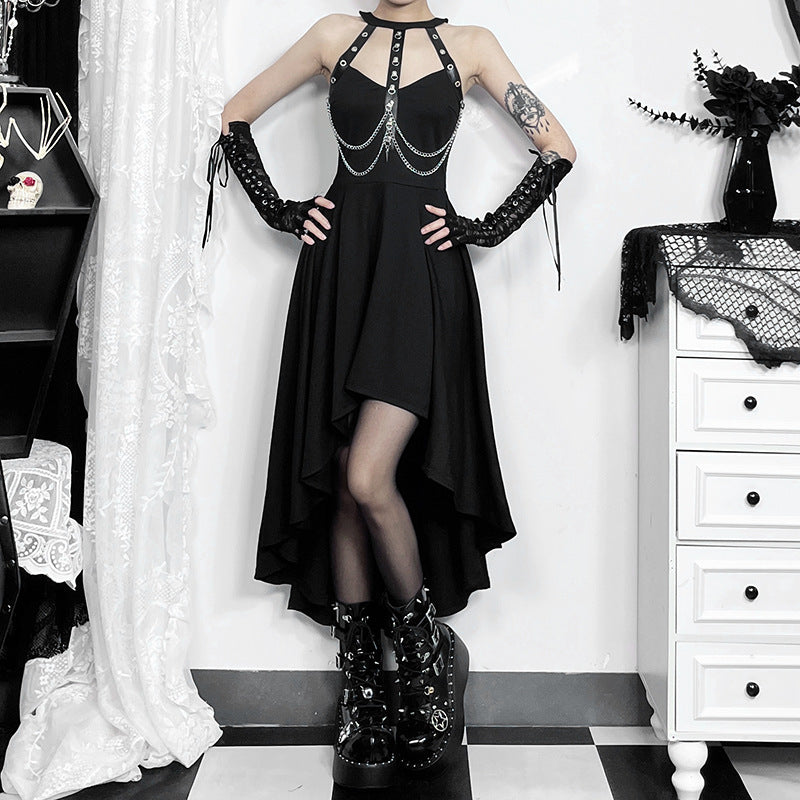 Halter Neck Bodycon Goth Punk Dress YJ24212