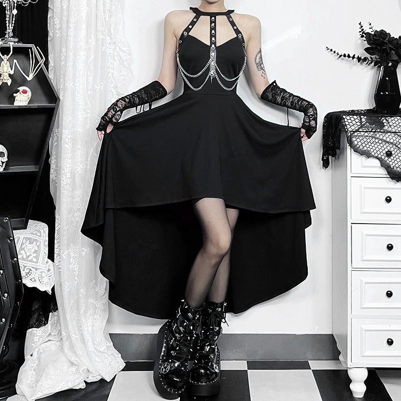 Halter Neck Bodycon Goth Punk Dress YJ24212