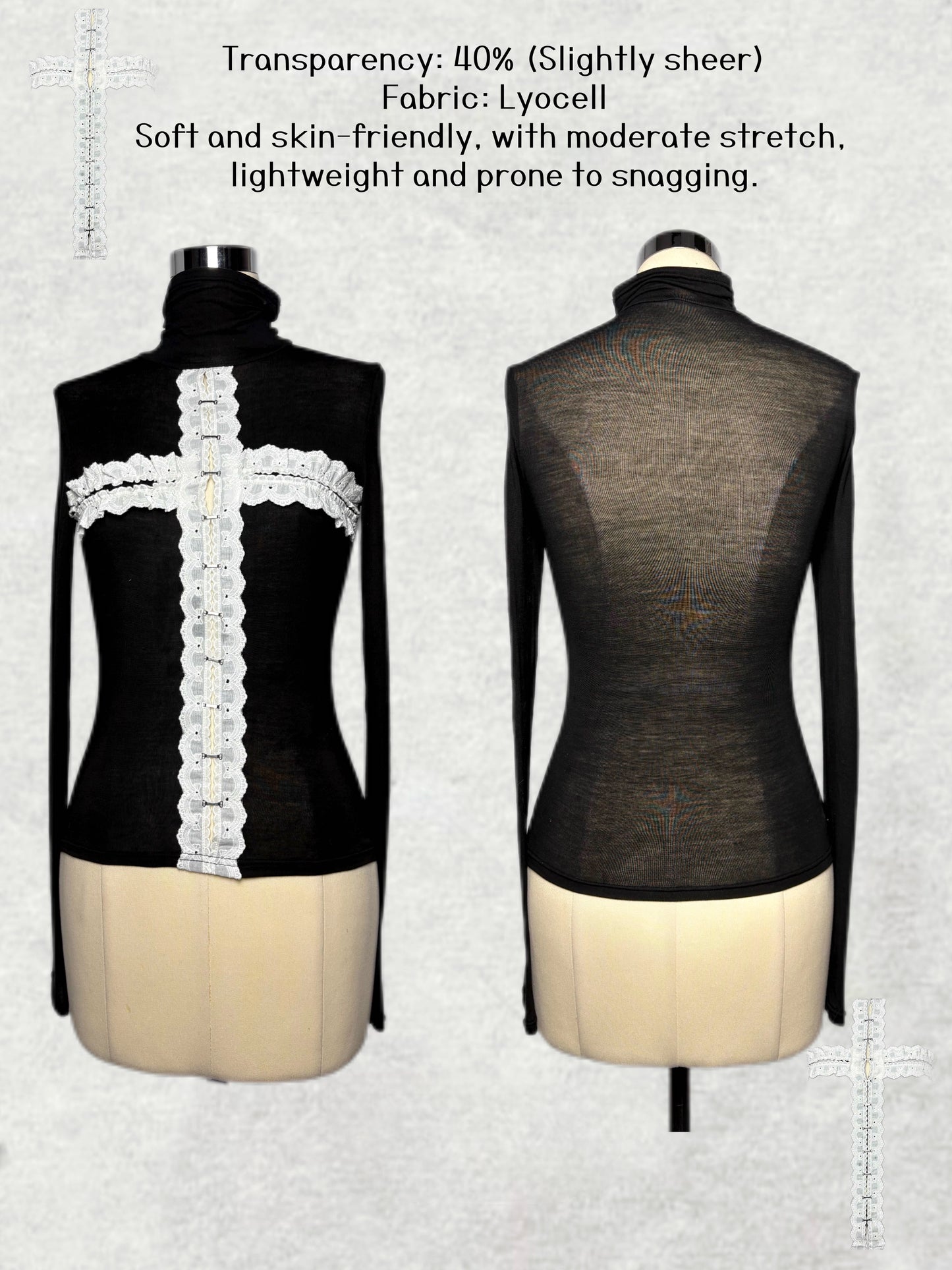 Gothic Lace-Cross Long Sleeve Layering Top (TP05)