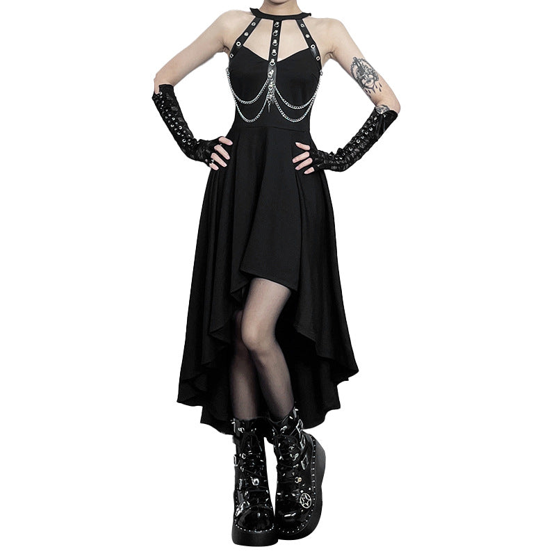 Halter Neck Bodycon Goth Punk Dress YJ24212