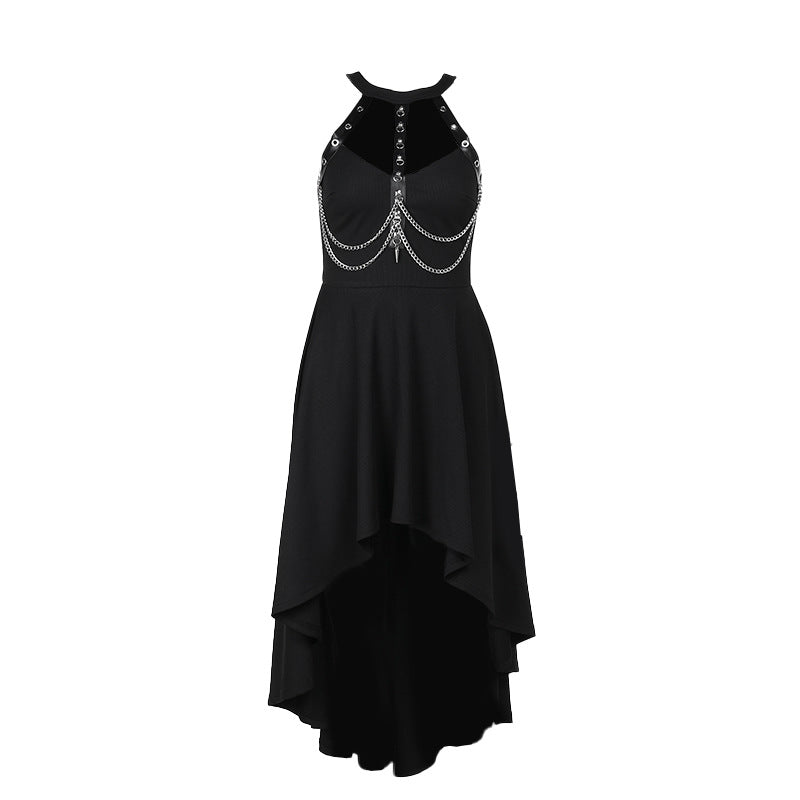 Halter Neck Bodycon Goth Punk Dress YJ24212