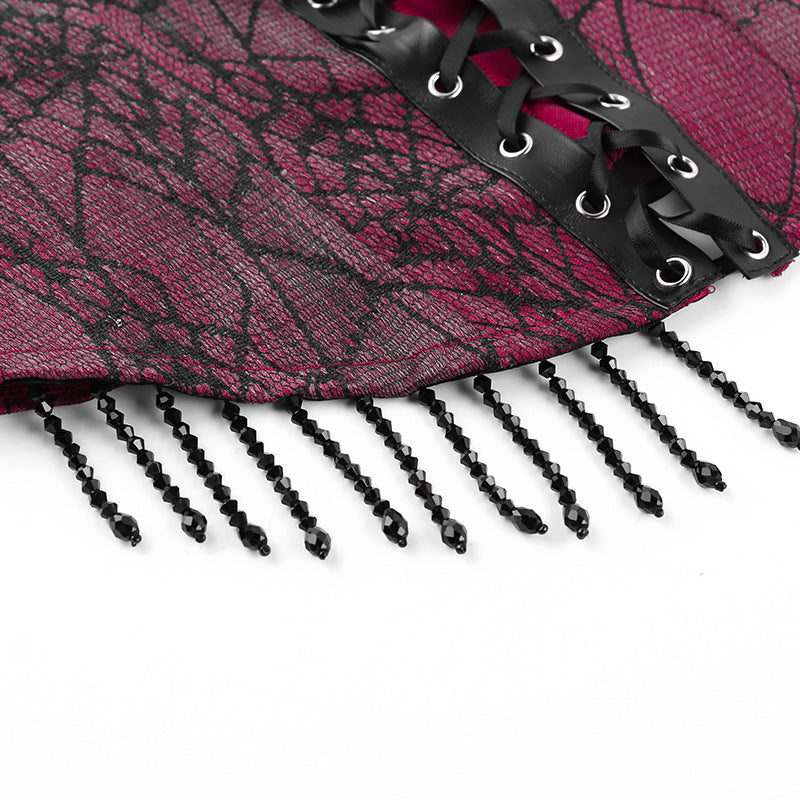 Gothic Red Spider Web Corset Strap Top CF23682T