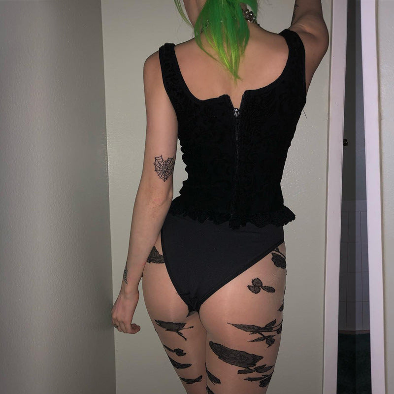Gothic Strappy Tank Top With Square Neckline 92006