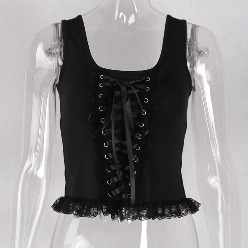 Gothic Strappy Tank Top With Square Neckline 92006