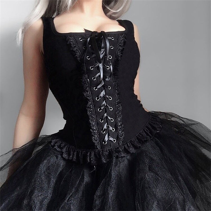 Gothic Strappy Tank Top With Square Neckline 92006
