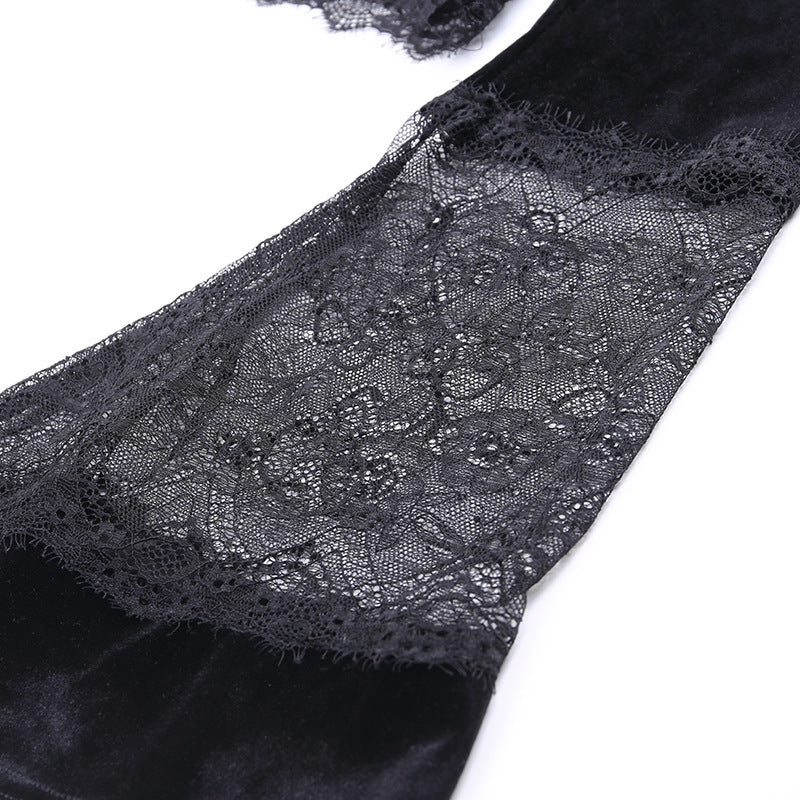 Gothic Style Bell Sleeve Lace Crop Top 92313