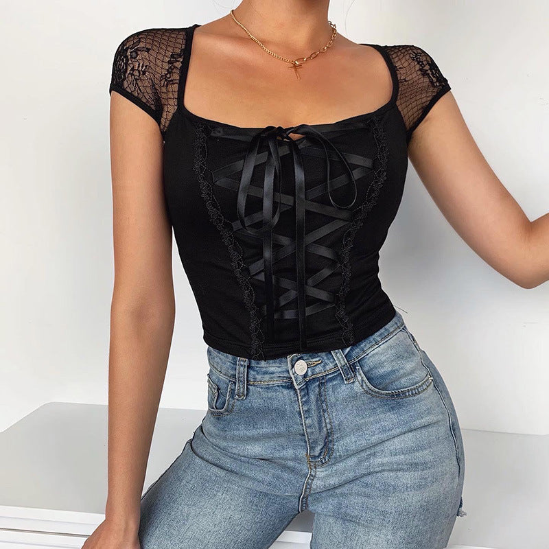 Gothic short sleeve corset top 22112P