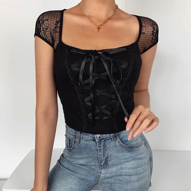 Gothic short sleeve corset top 22112P