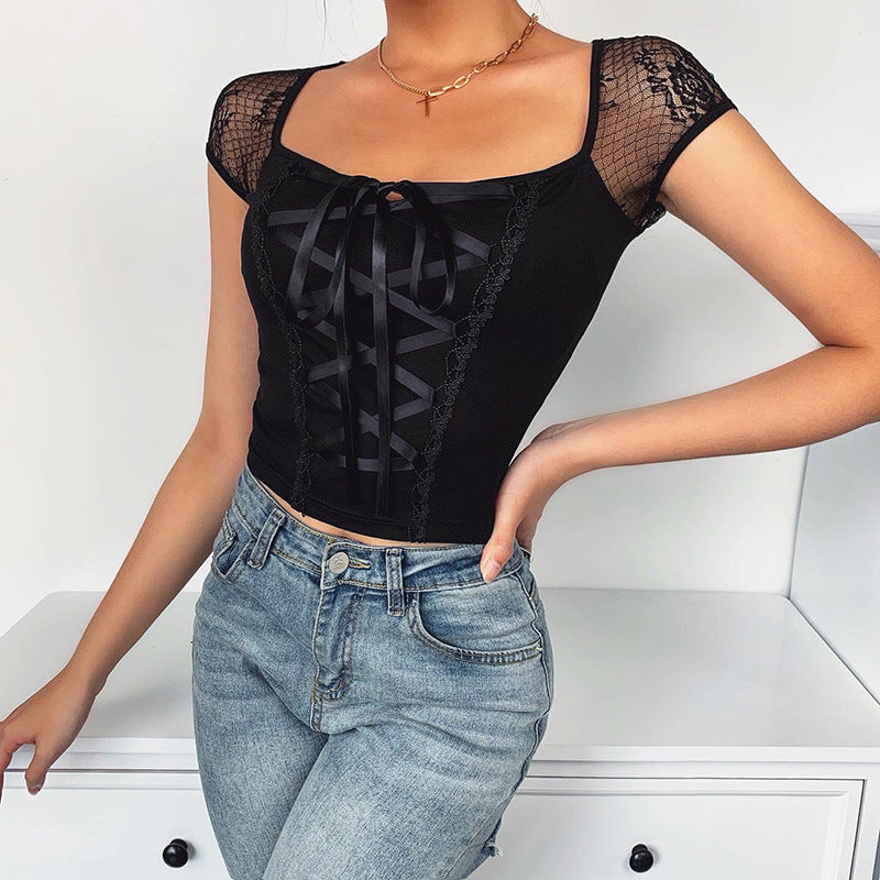Gothic short sleeve corset top 22112P