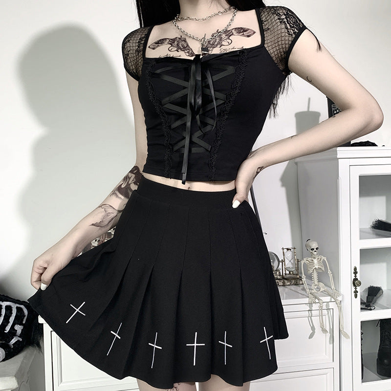 Short Sleeve Goth Top 22112P