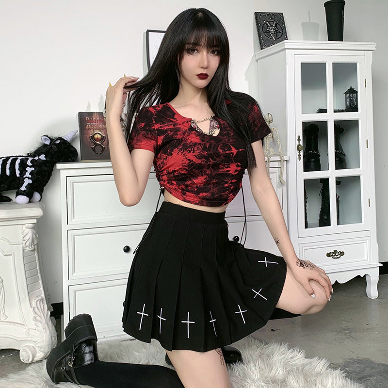 Red Punk Style Tie Dye Shirt 22147P