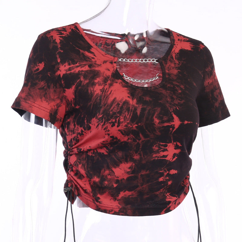 Red Punk Style Tie Dye Shirt 22147P