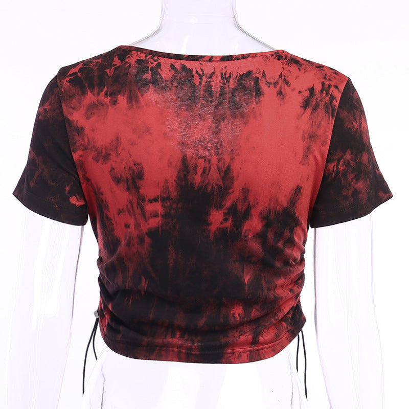Red Punk Style Tie Dye Shirt 22147P