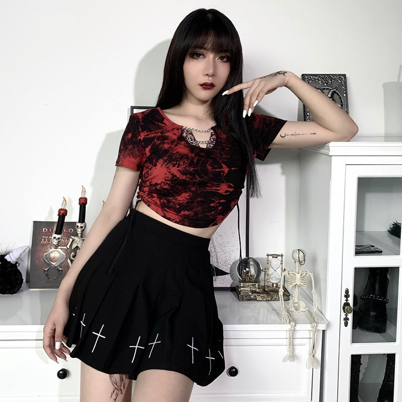 Red Punk Style Tie Dye Shirt 22147P