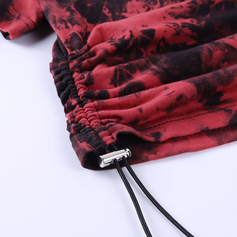Red Punk Style Tie Dye Shirt 22147P