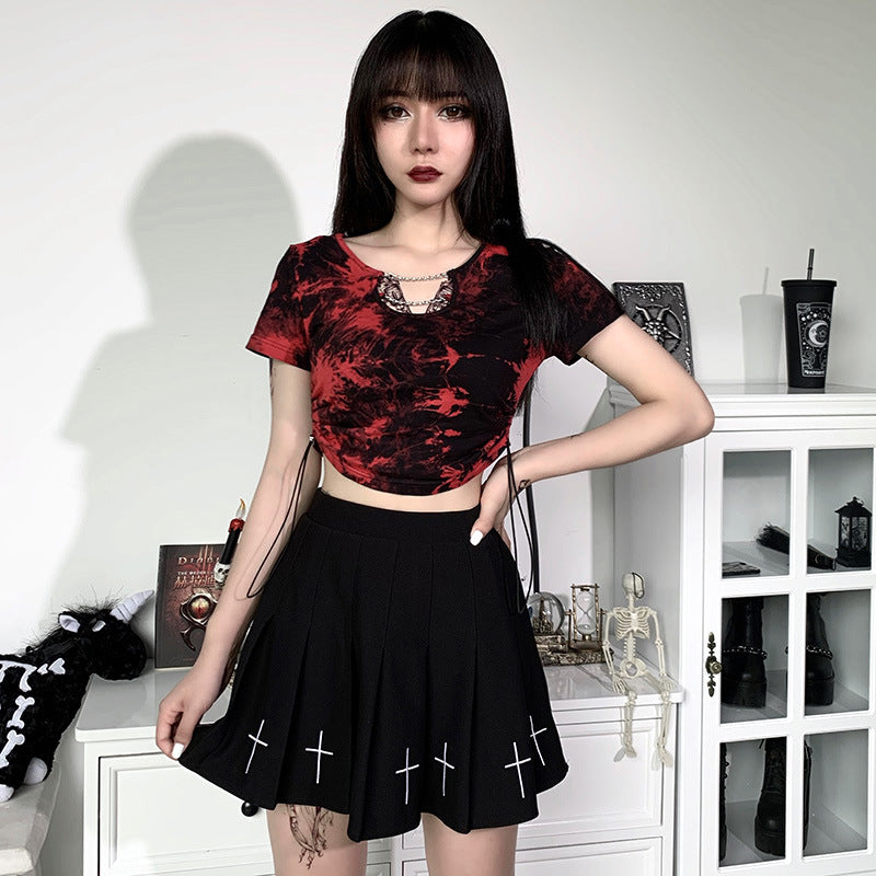 Red Punk Style Tie Dye Shirt 22147P