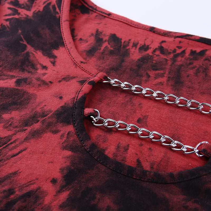 Red Punk Style Tie Dye Shirt 22147P
