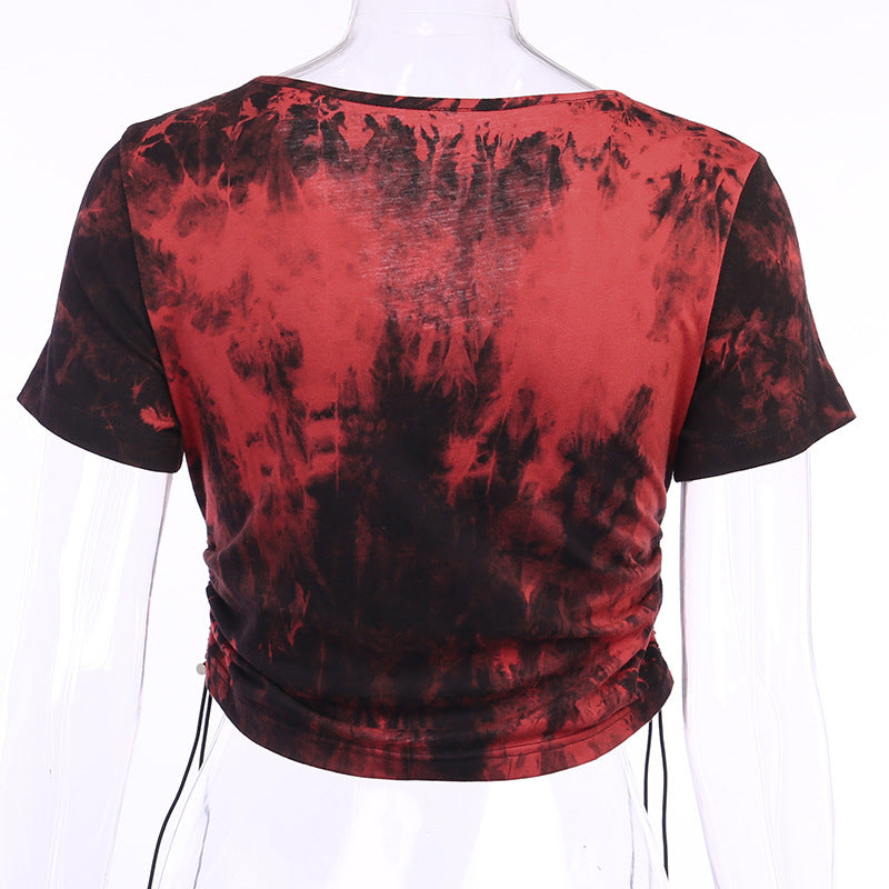 Red Punk Style Tie Dye Shirt 22147P
