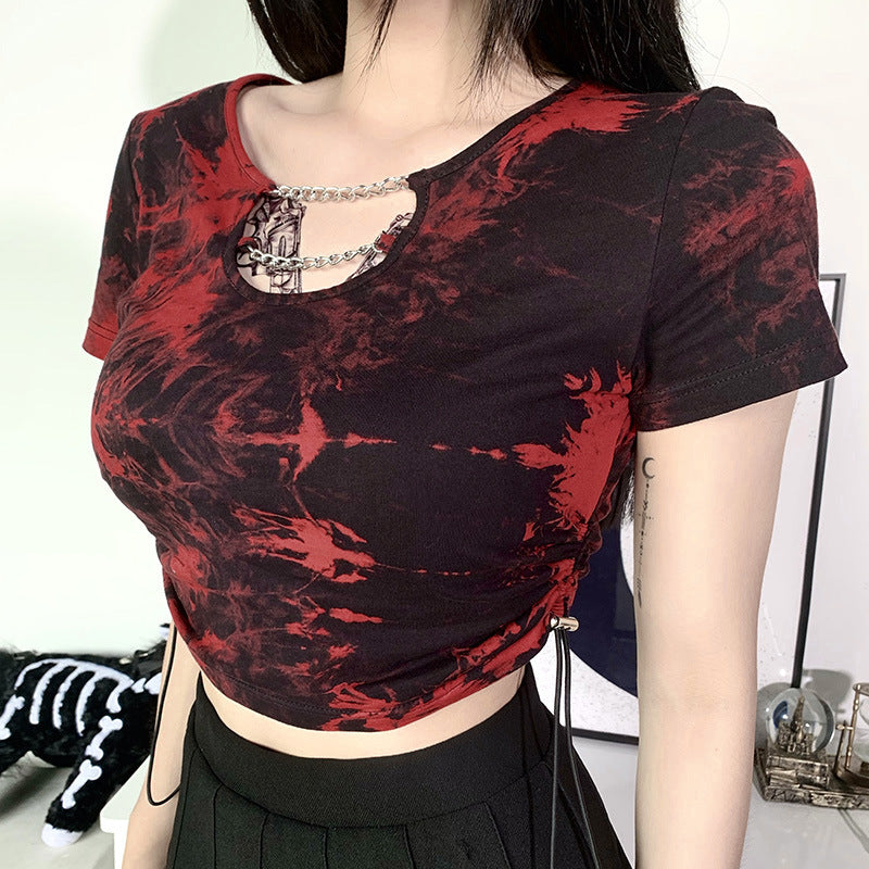 Red Punk Style Tie Dye Shirt 22147P