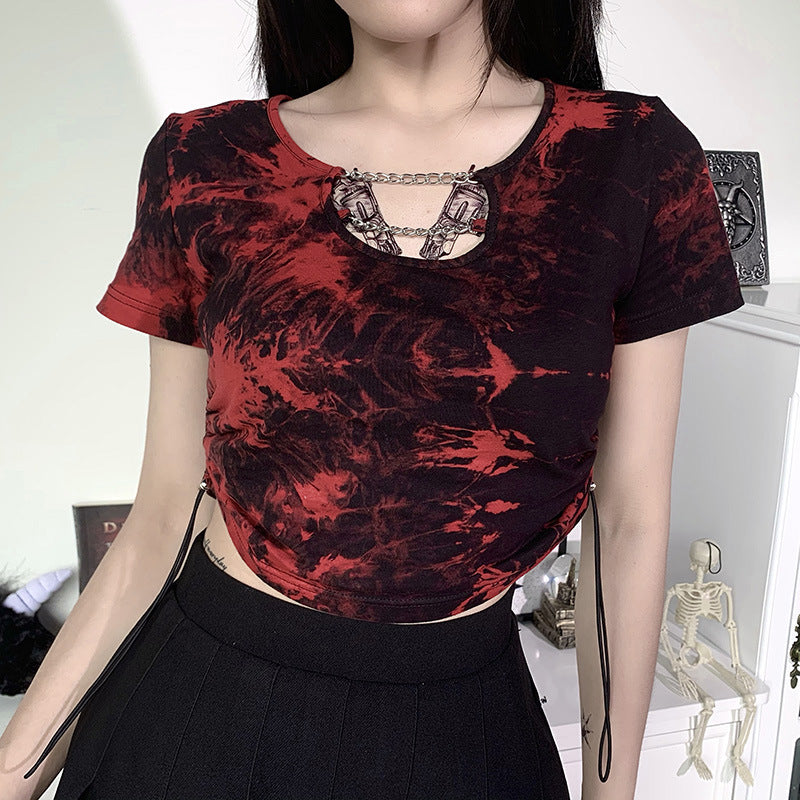 Red Punk Style Tie Dye Shirt 22147P