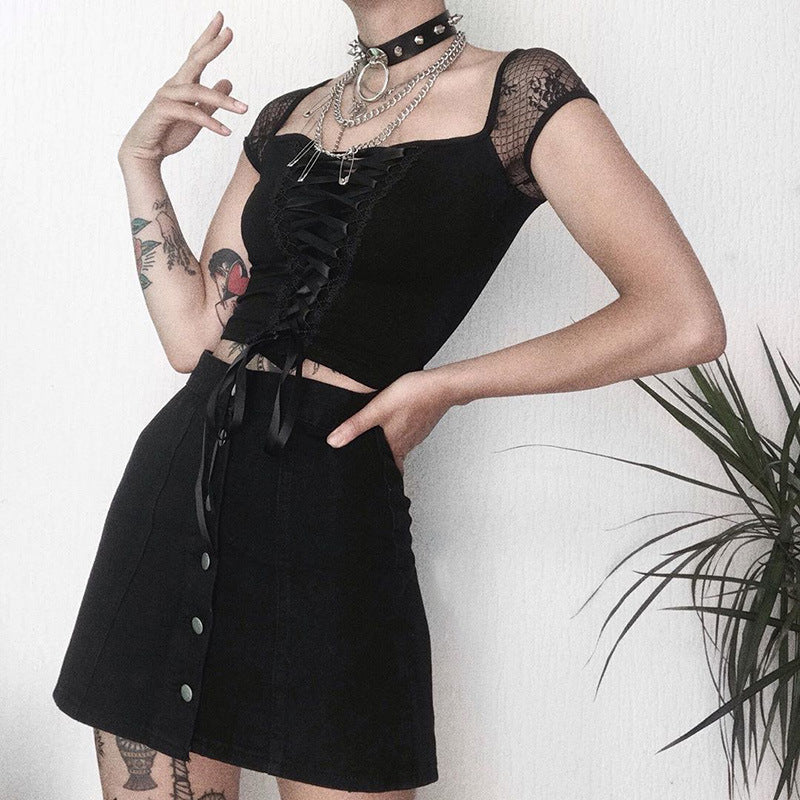 Short Sleeve Goth Top 22112P