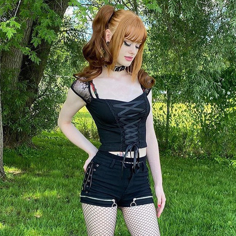 Short Sleeve Goth Top 22112P