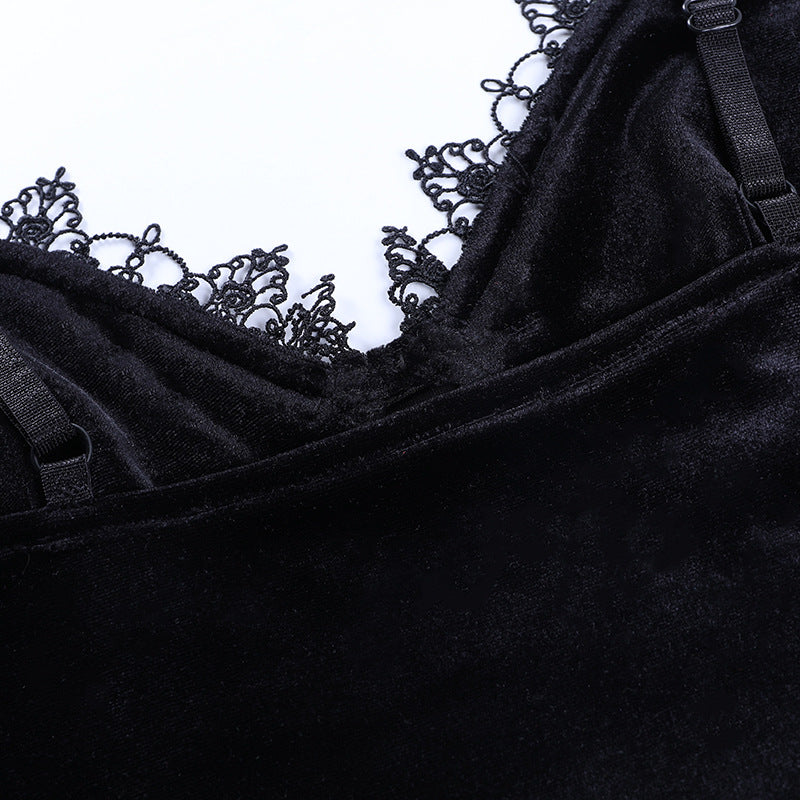 Gothic Black Velvet Camisole 23634a