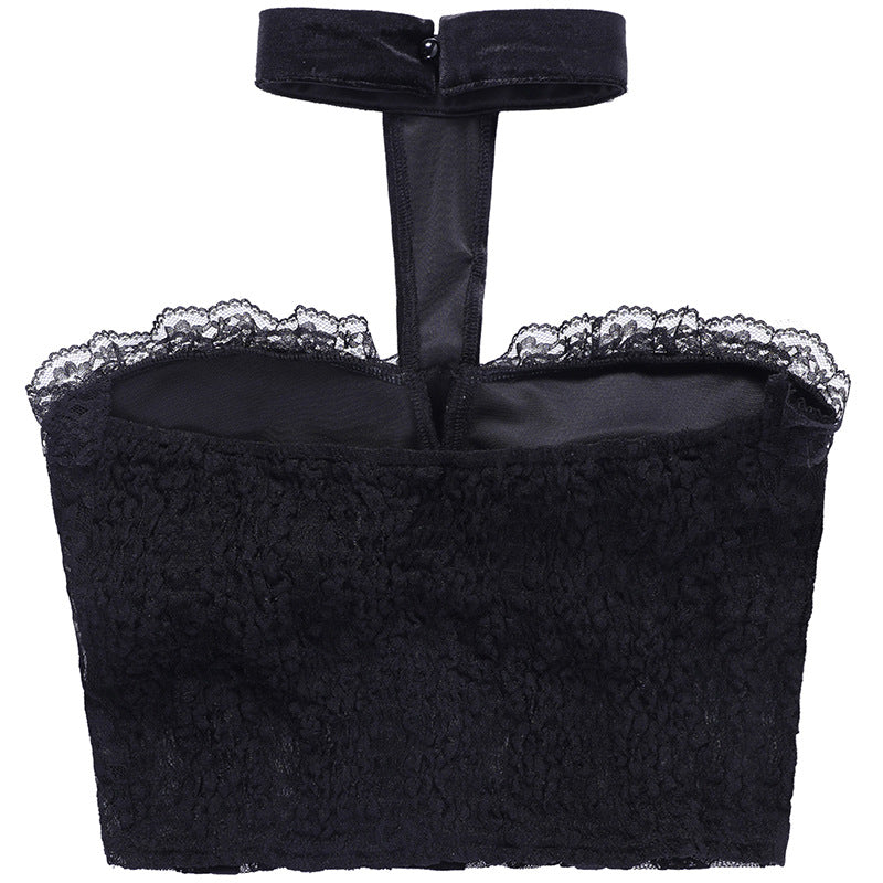 Gothic Style Black Lace Halter Tube Top CF22253
