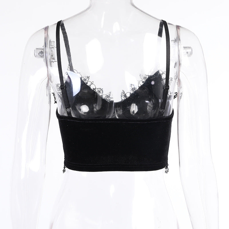 Gothic Black Velvet Camisole 23634a