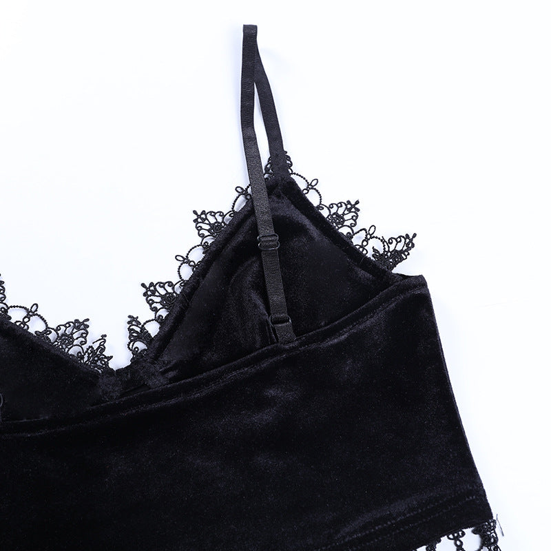 Gothic Black Velvet Camisole 23634a