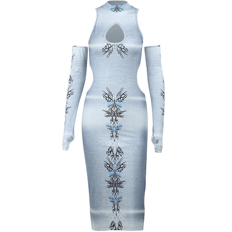 Gray Gothic Split Dress WY22028