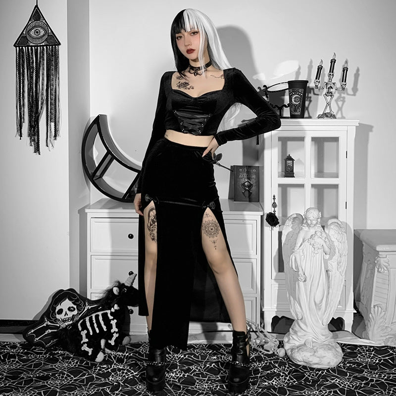Black Gothic Long Skirt JY21507