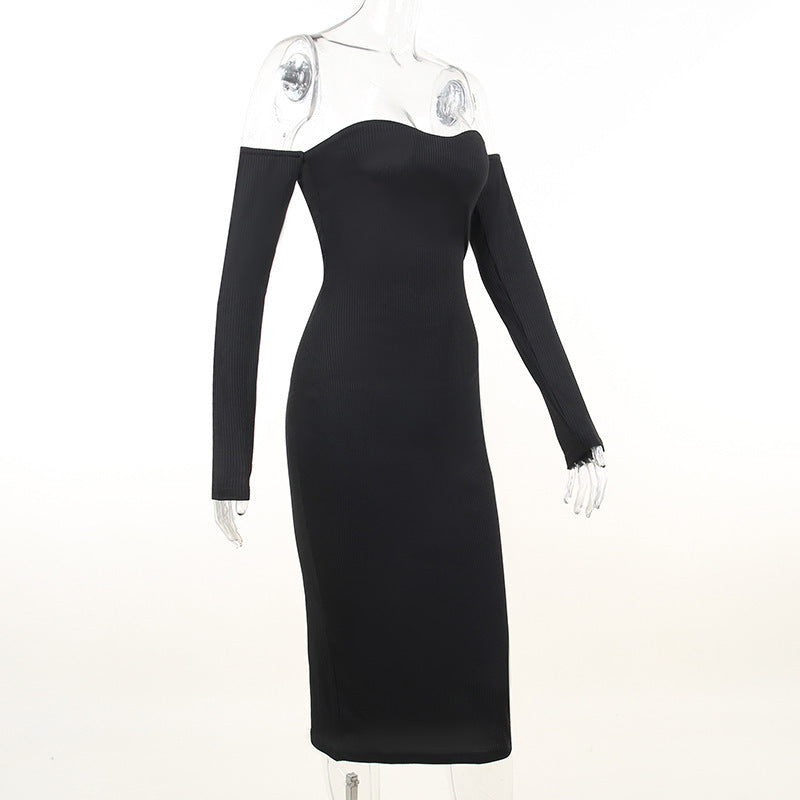 Black bodycon with arm warmers CC22282