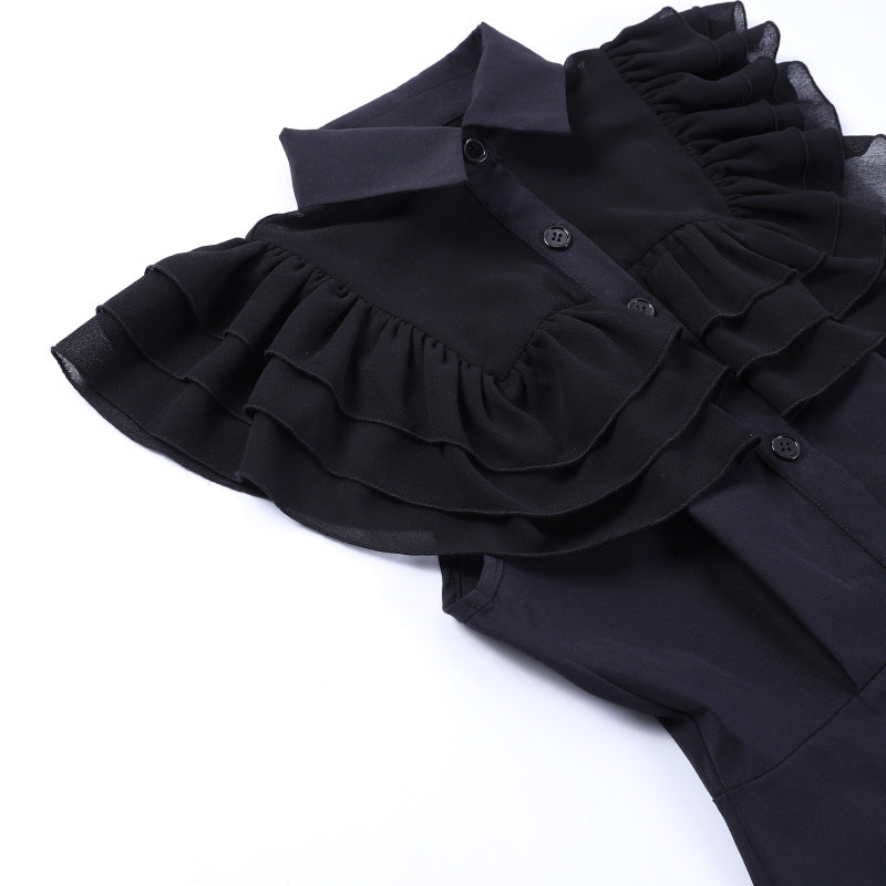 Gothic black Ruffled Dress JY23018